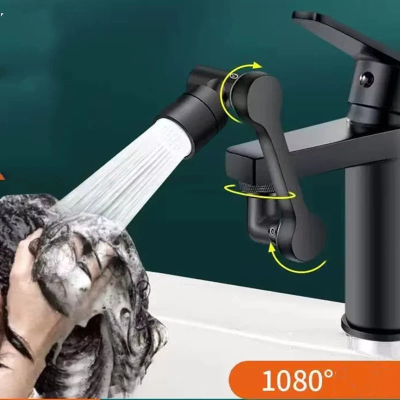AquaTwist™ 1080° Rotating Faucet Sprayer – Universal Metal Tap Extender with Aerator Nozzle & 22/24mm Adaptor